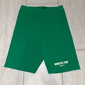 White Fox Green Ribbed Biker Shorts, Size XS